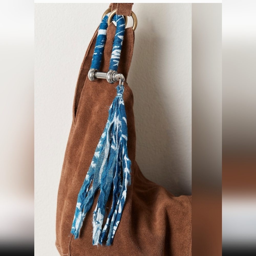 Free People Purse Charm Carabiner Blue Bandana